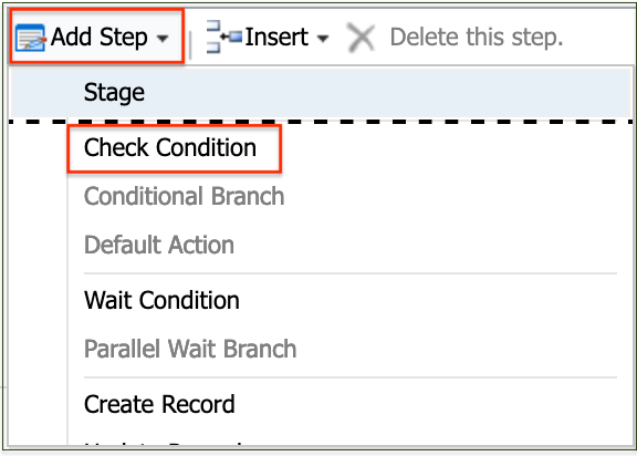 workflow select check condition